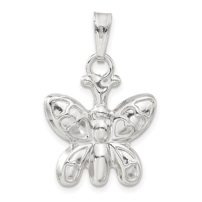Sterlingsilber Rhodiniert Poliert Gewölbt Schmetterling Charm