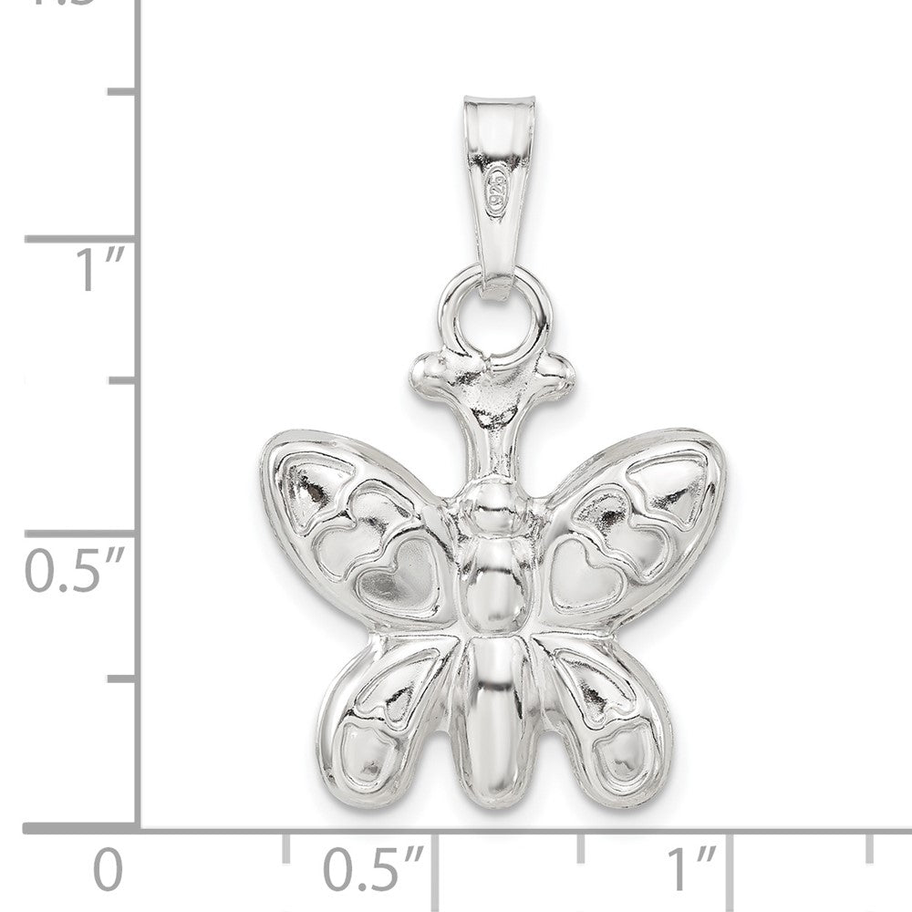 Sterlingsilber Rhodiniert Poliert Gewölbt Schmetterling Charm