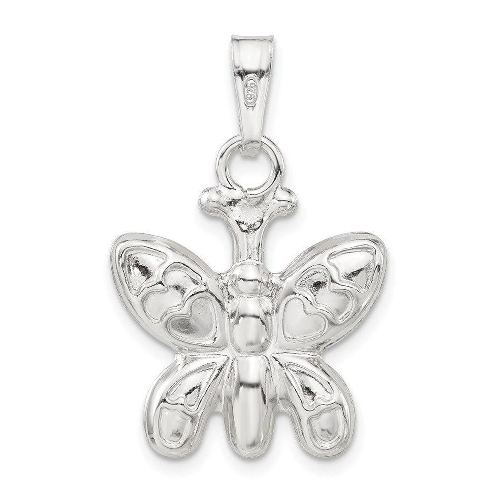 Sterlingsilber Rhodiniert Poliert Gewölbt Schmetterling Charm