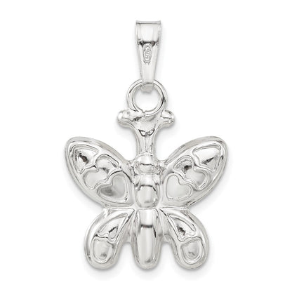Sterlingsilber Rhodiniert Poliert Gewölbt Schmetterling Charm