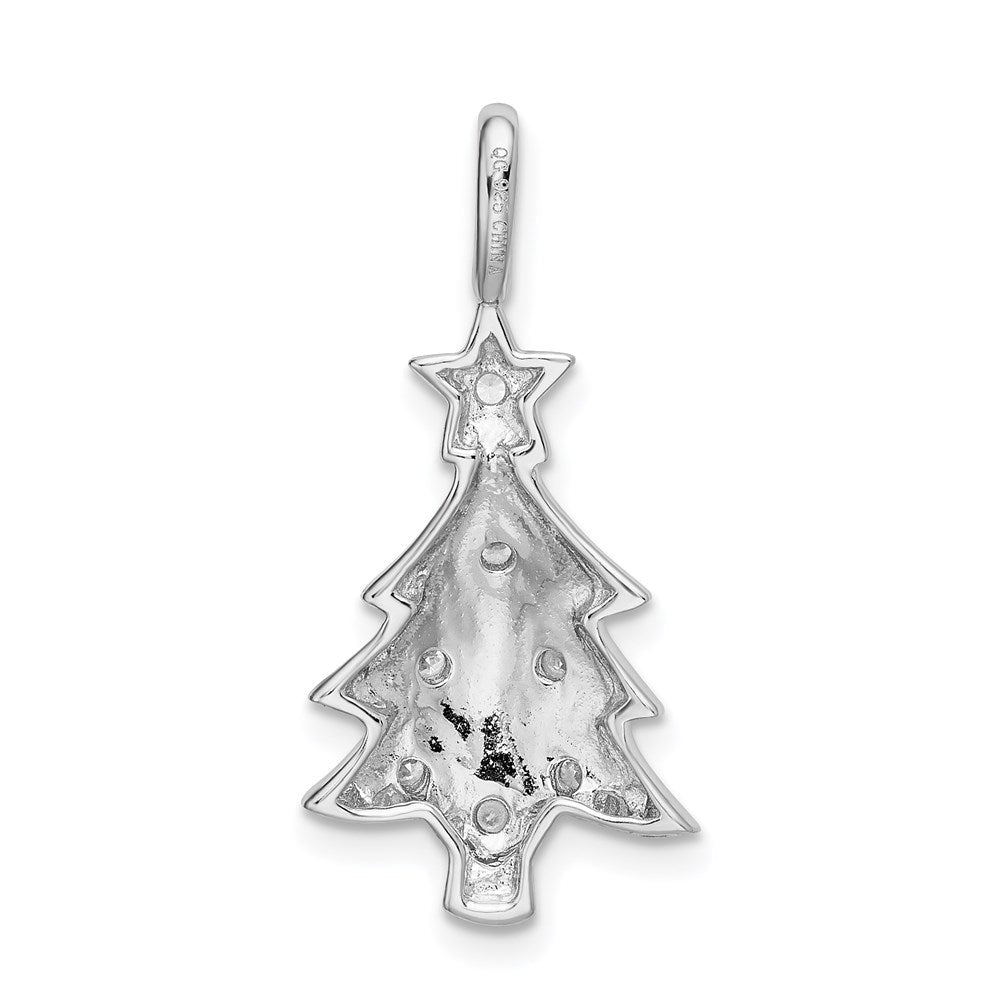Sterlingsilber Rhodiniert Zirkonia Weihnachten Baum Anhänger