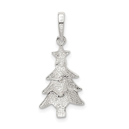 Sterlingsilber Poliert Emailliert Weihnachten Baum Anhänger