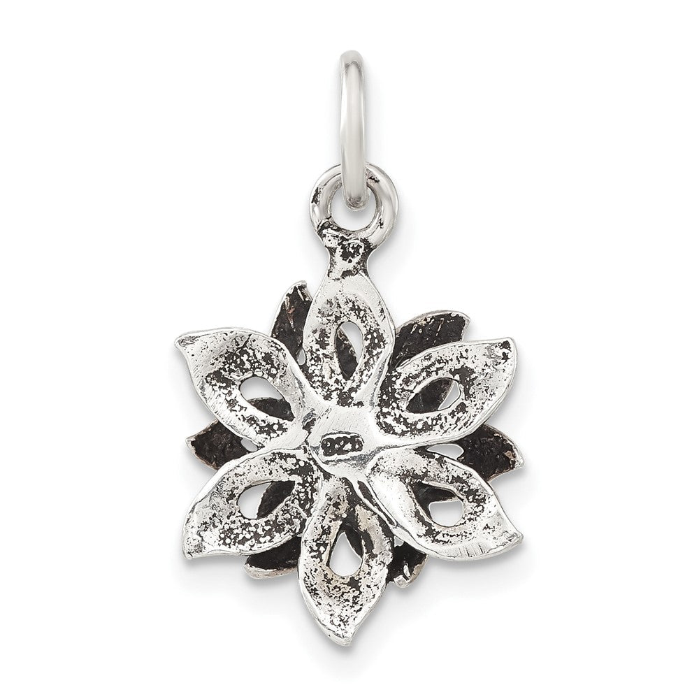 Sterlingsilber Antikisiert Blume Anhänger