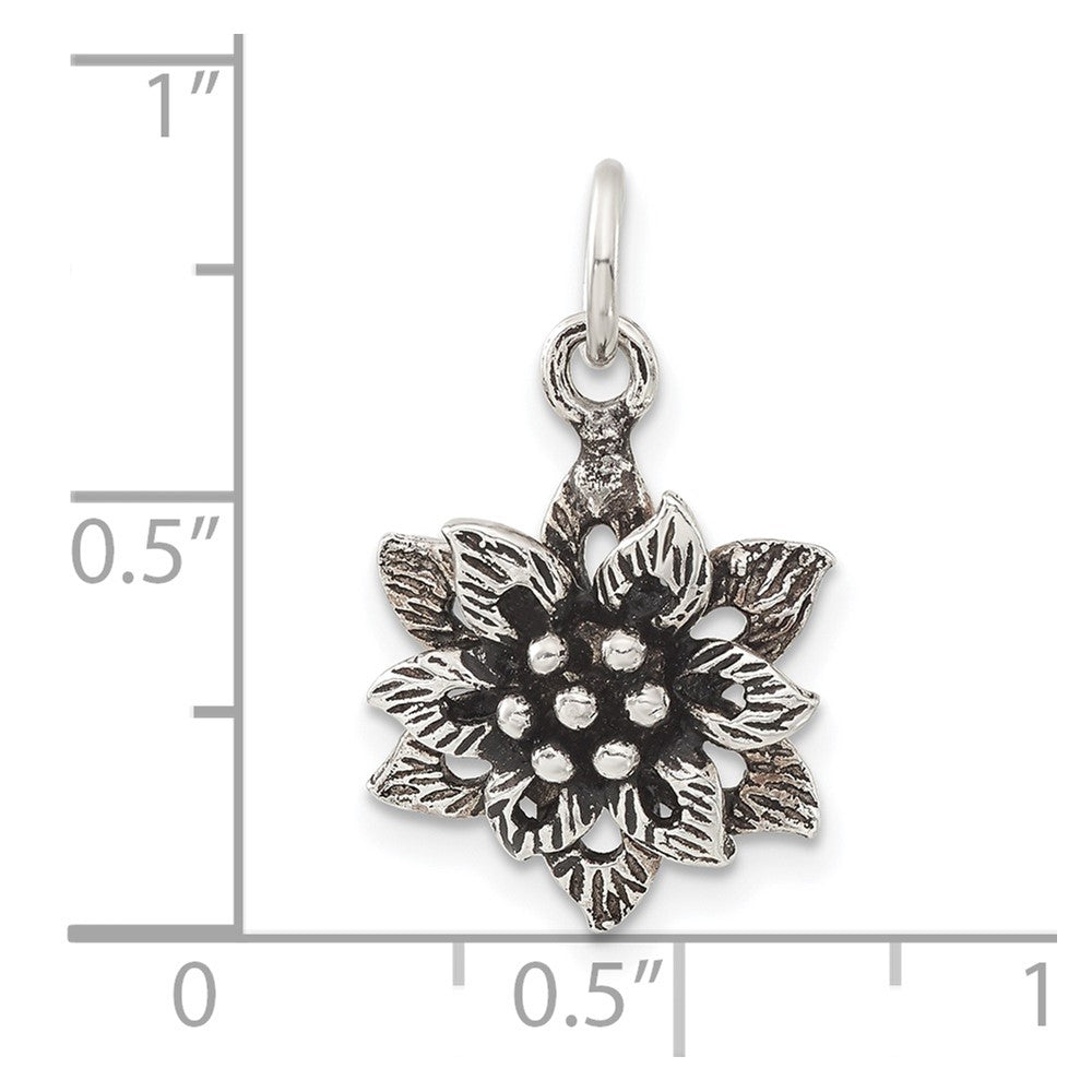 Sterlingsilber Antikisiert Blume Anhänger
