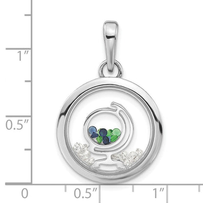 Sterlingsilber Rhodiniert Pvc Globe & Floating Glas Perlen Anhänger