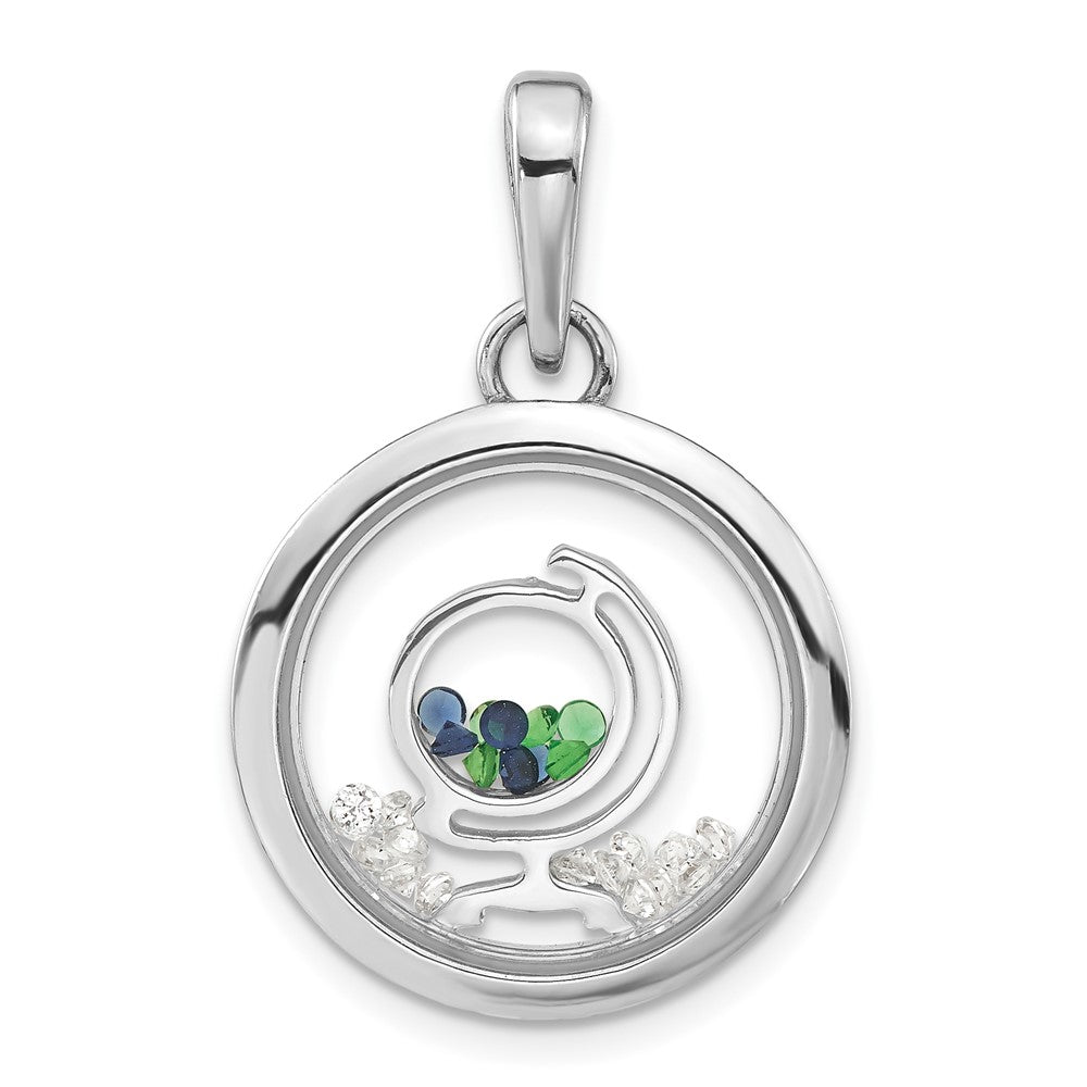 Sterlingsilber Rhodiniert Pvc Globe & Floating Glas Perlen Anhänger