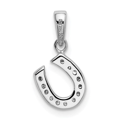 Sterlingsilber Rhodiniert Zirkonia Hufeisen Anhänger