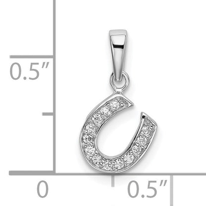 Sterlingsilber Rhodiniert Zirkonia Hufeisen Anhänger