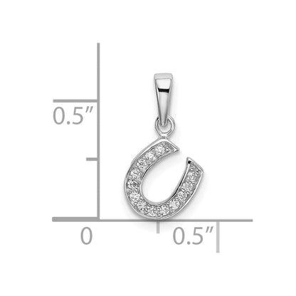 Sterlingsilber Rhodiniert Zirkonia Hufeisen Anhänger