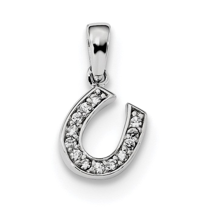 Sterlingsilber Rhodiniert Zirkonia Hufeisen Anhänger