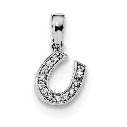 Sterlingsilber Rhodiniert Zirkonia Hufeisen Anhänger