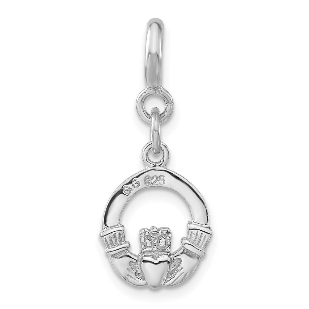 Sterlingsilber Rhodiniert Claddagh mit Federring Verschluss Charm