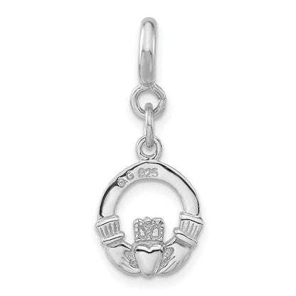 Sterlingsilber Rhodiniert Claddagh mit Federring Verschluss Charm