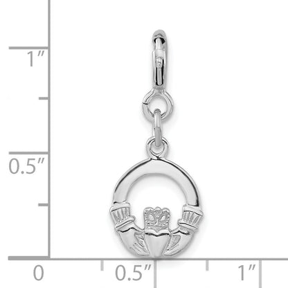 Sterlingsilber Rhodiniert Claddagh mit Federring Verschluss Charm