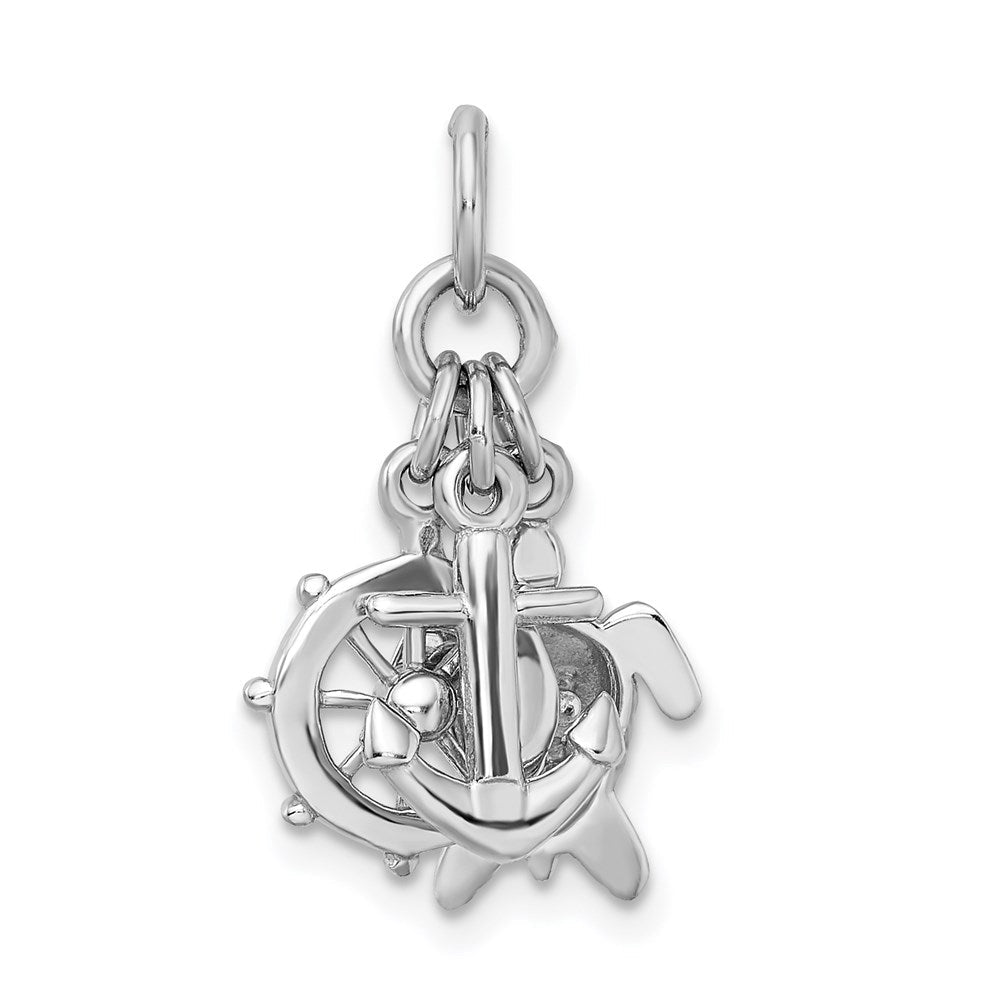 Sterlingsilber Rhodiniert Antikisiert Schildkröte, Anker & Rad Charm
