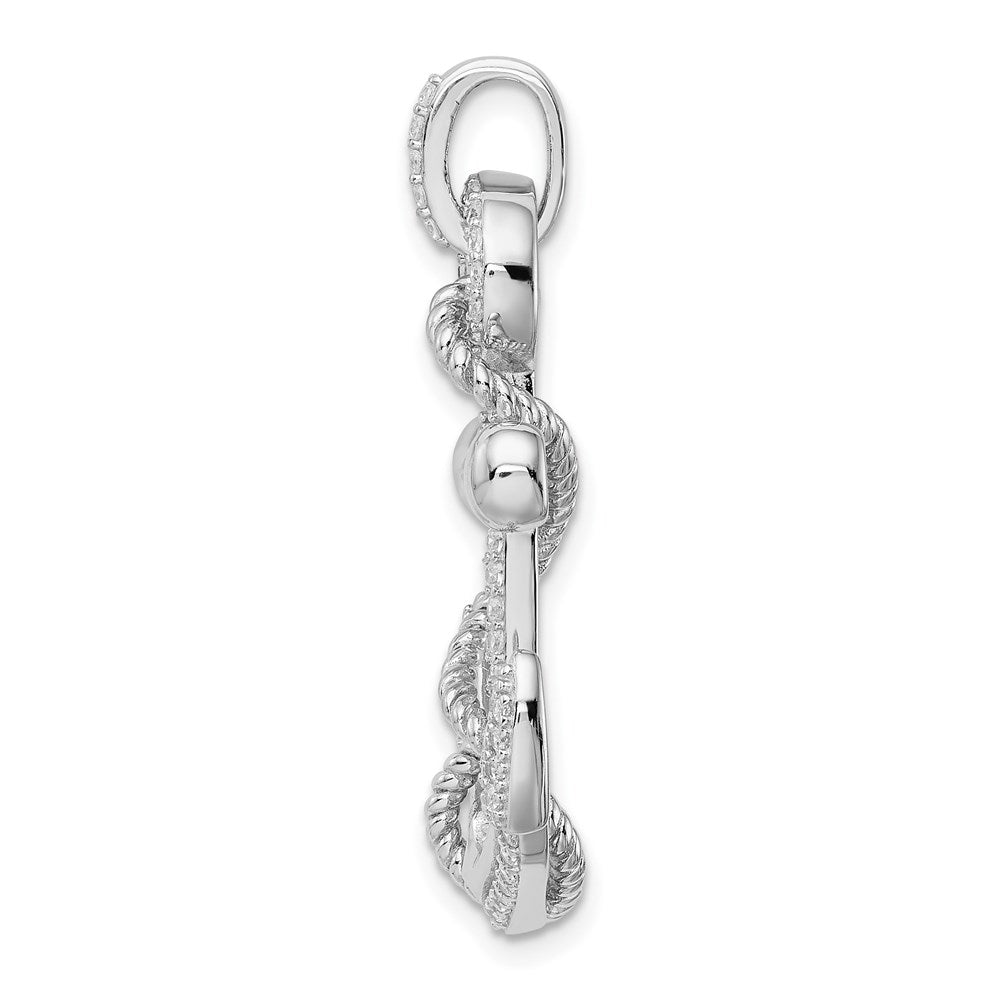 Sterlingsilber Rhodiniert Zirkonia Anker Anhänger
