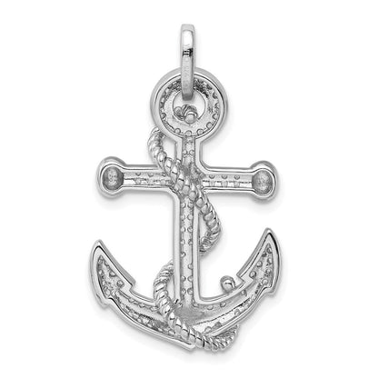 Sterlingsilber Rhodiniert Zirkonia Anker Anhänger