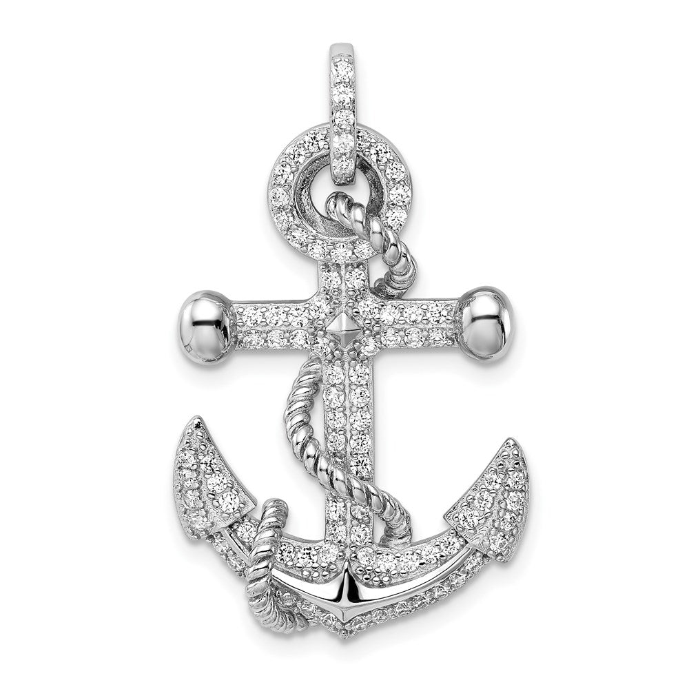 Sterlingsilber Rhodiniert Zirkonia Anker Anhänger