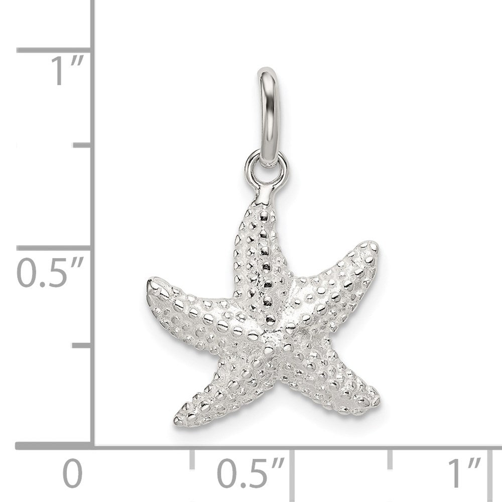 Sterlingsilber Poliert und Strukturiert Seestern Charm