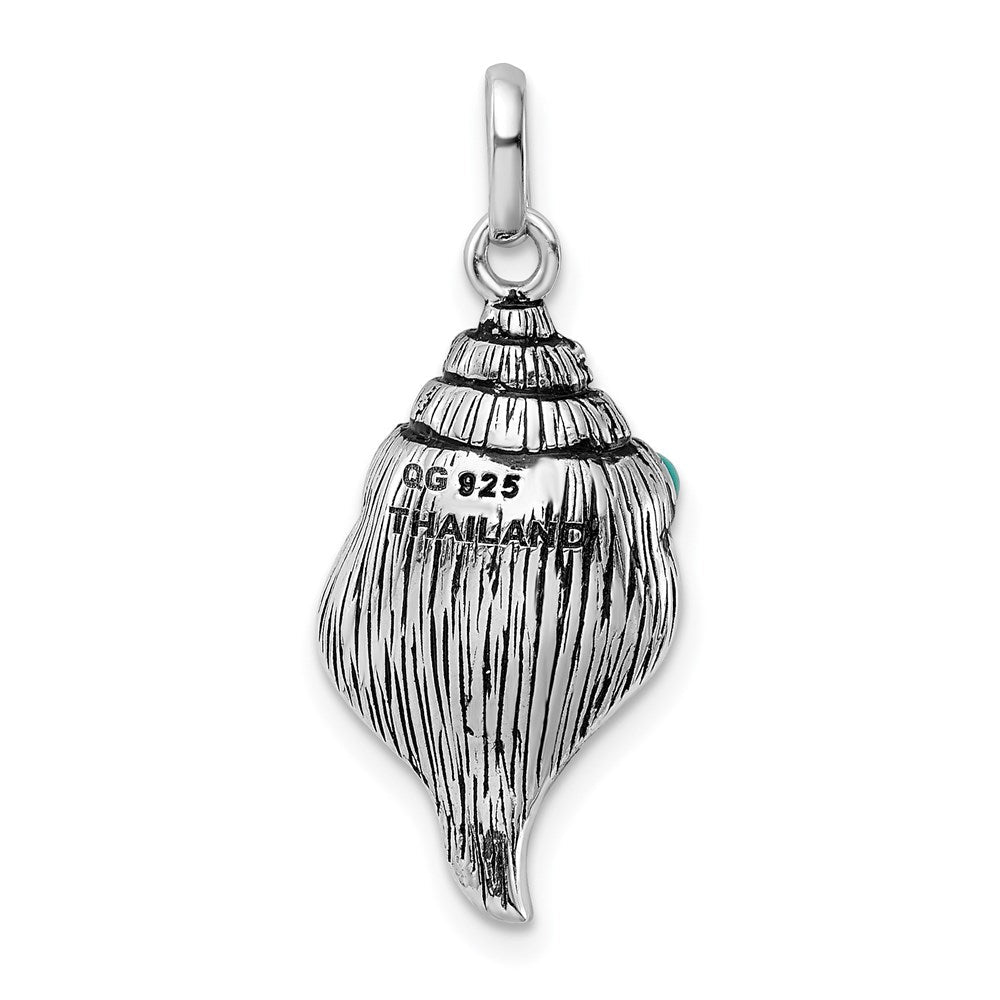Sterlingsilber Rhod-plate Antikisiert Reconstituted Türkis Muschel Anhänger