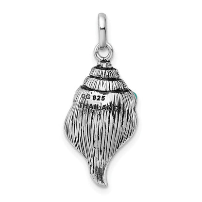Sterlingsilber Rhod-plate Antikisiert Reconstituted Türkis Muschel Anhänger