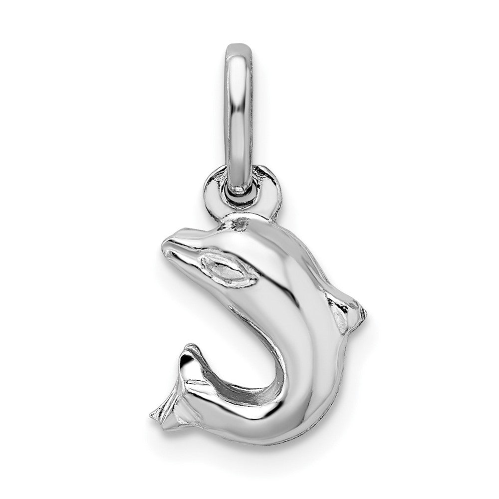 Sterlingsilber Rhodiniert Poliert Springend Delfin Charm