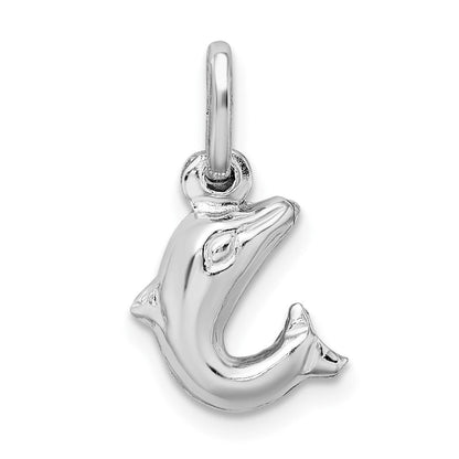 Sterlingsilber Rhodiniert Poliert Springend Delfin Charm