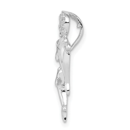 Sterlingsilber Rhodiniert Kristall Dolphins Kette Anhänger
