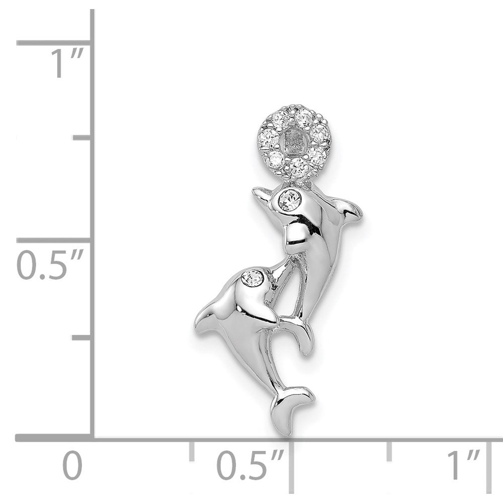 Sterlingsilber Rhodiniert Kristall Dolphins Kette Anhänger
