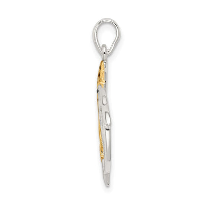 Sterlingsilber & Goldfarben Emailliert Filigran Dolphins Anhänger