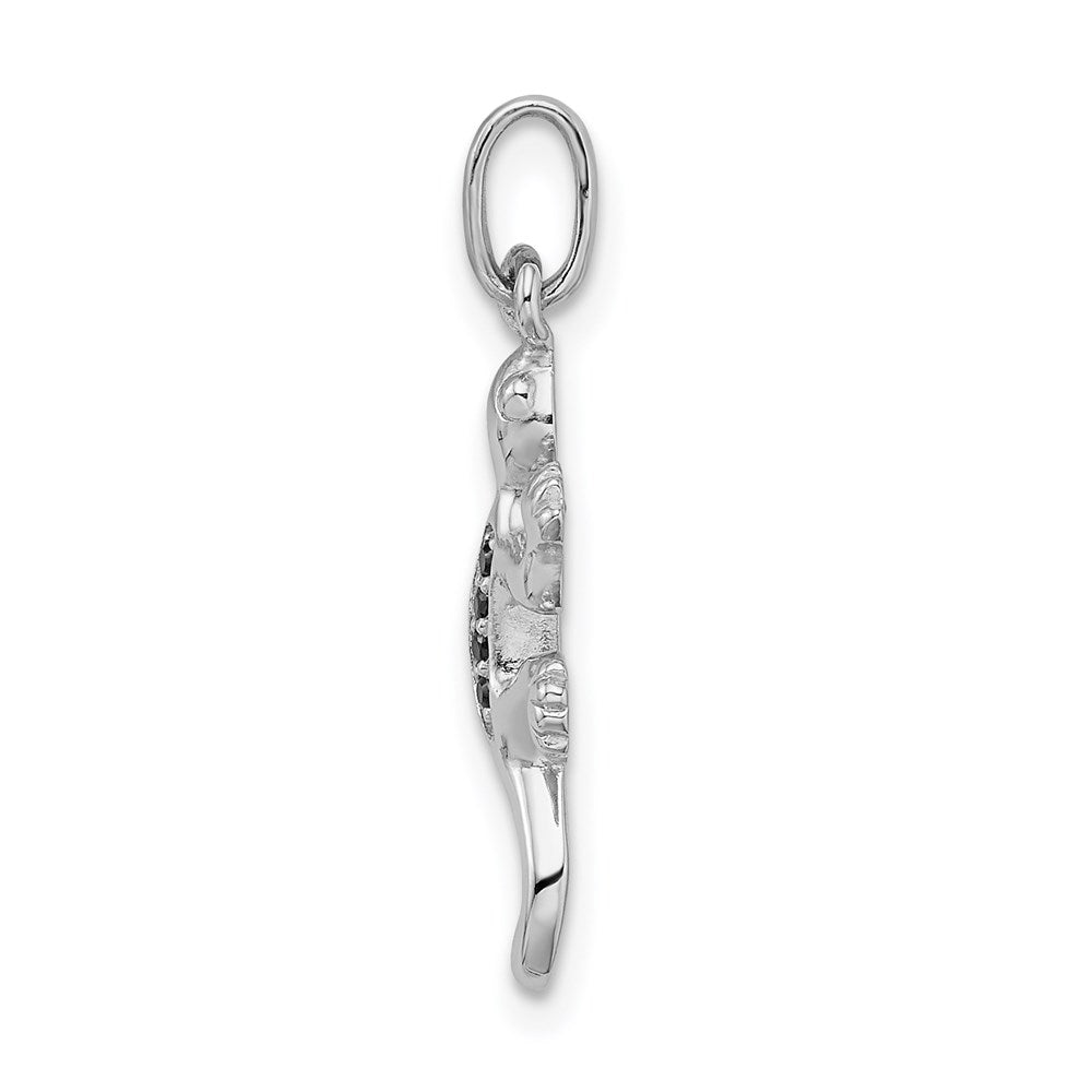 Sterlingsilber Rhodiniert Poliert mit Schwarz Zirkonia Lizard Anhänger