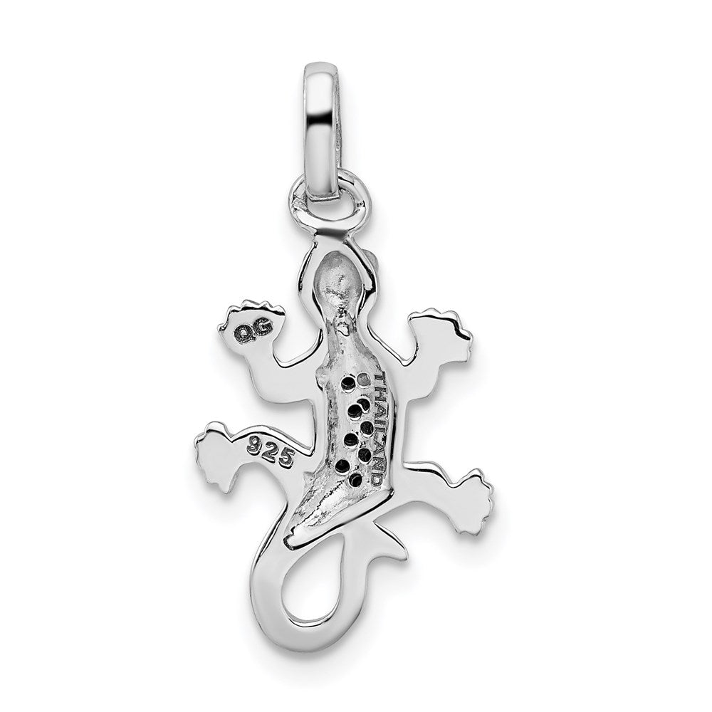 Sterlingsilber Rhodiniert Poliert mit Schwarz Zirkonia Lizard Anhänger
