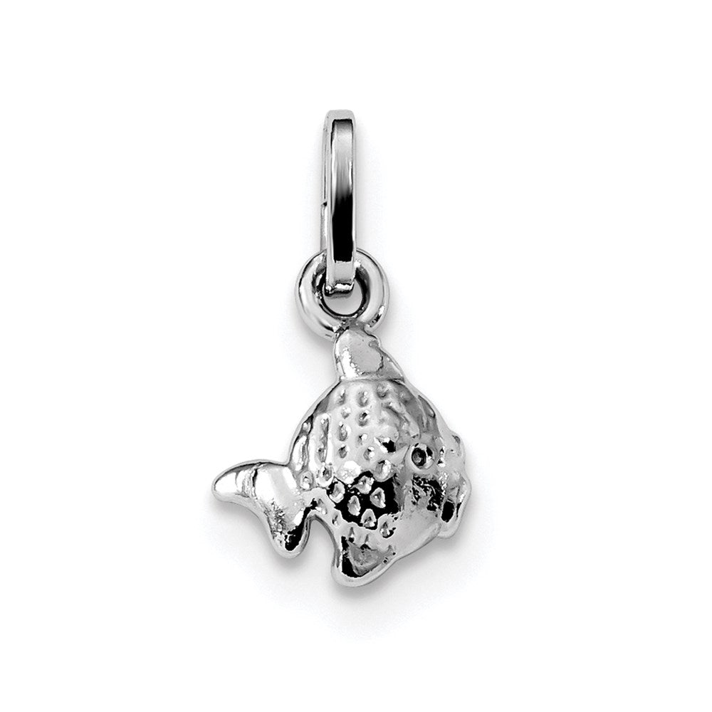 Sterlingsilber Rhodiniert Poliert Fisch Charm