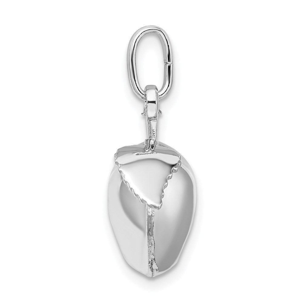 Sterlingsilber Rhodiniert Poliert Gewölbt Apple mit Blatt Charm