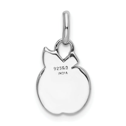 Sterlingsilber Rhodiniert Poliert Emaille & Glitzer Stoff Apple Charm