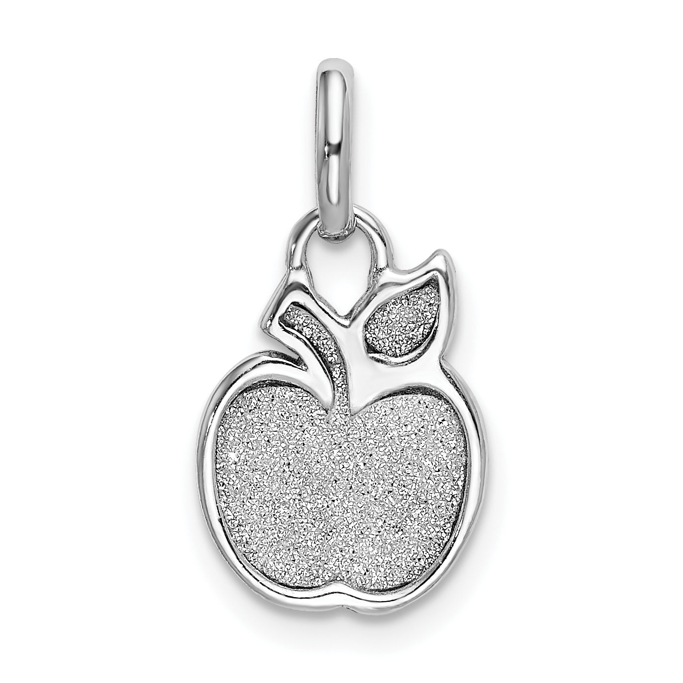 Sterlingsilber Rhodiniert Poliert Emaille & Glitzer Stoff Apple Charm