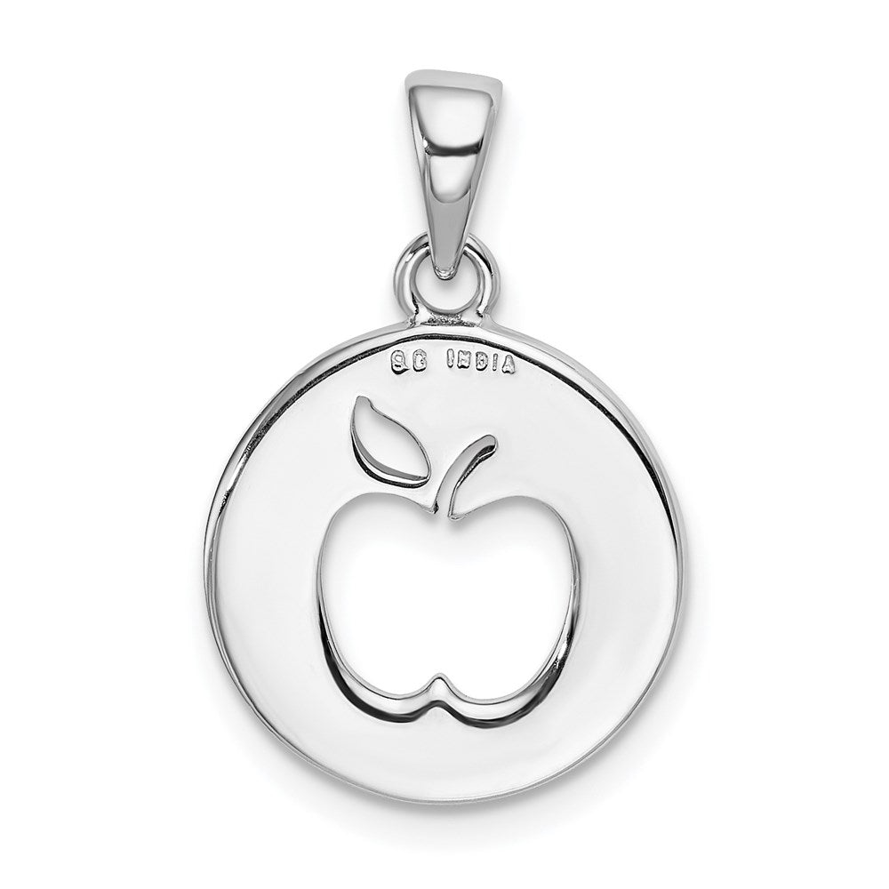 Sterlingsilber Rhodiniert Emaille Glitzer Stoff Apple Ausgeschnitten Anhänger