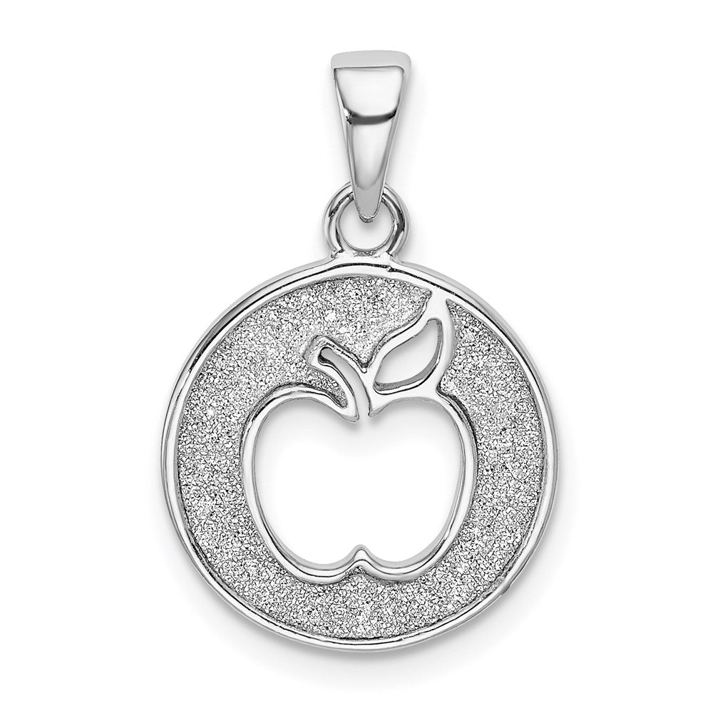 Sterlingsilber Rhodiniert Emaille Glitzer Stoff Apple Ausgeschnitten Anhänger