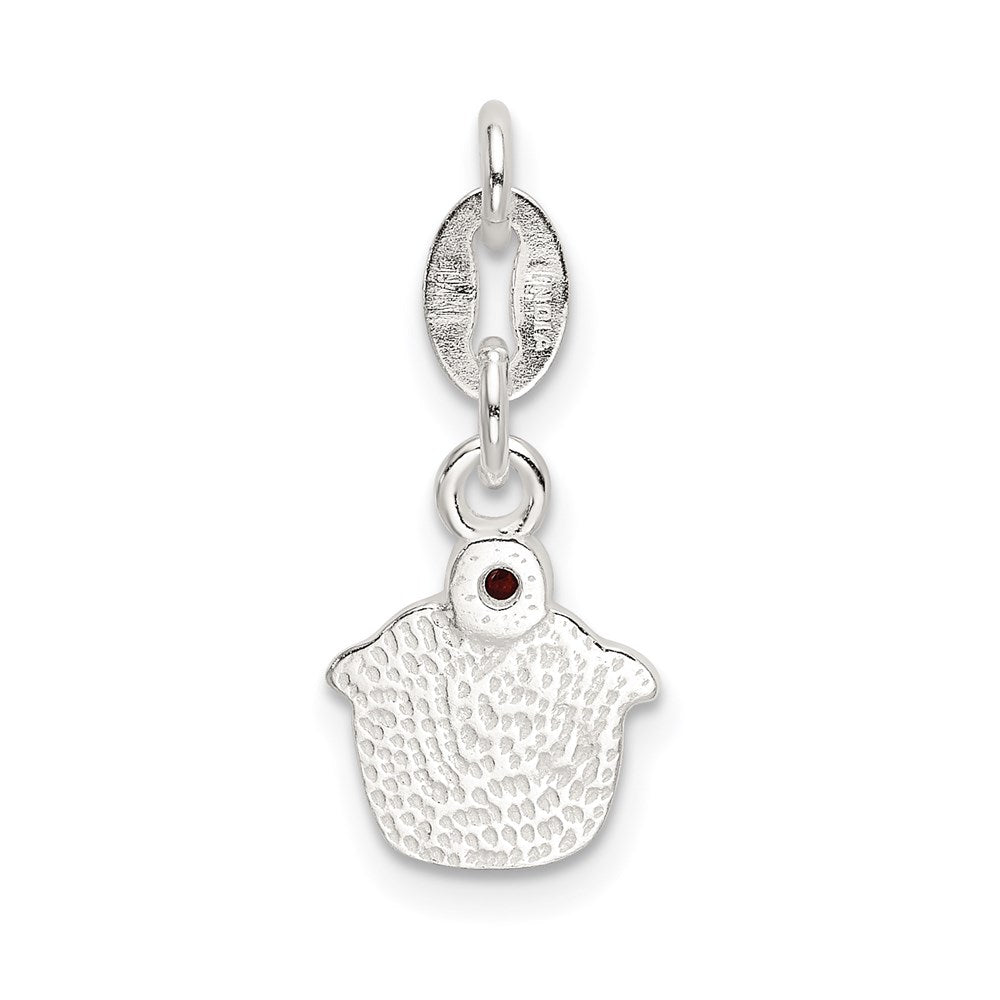 Sterlingsilber Poliert und Emailliert Cupcake mit Granat Charm