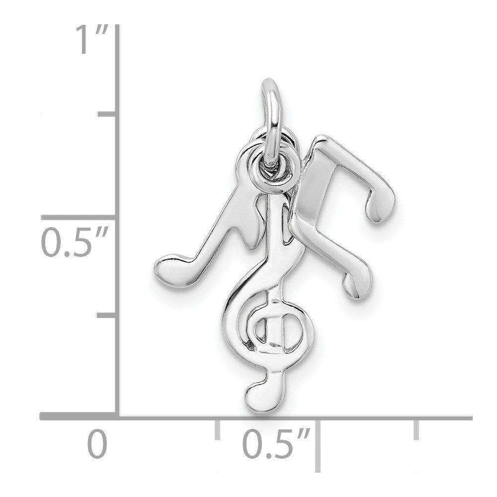 Sterlingsilber Rhodiniert Poliert Musik Notes Charm