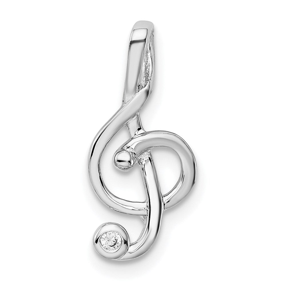 Sterlingsilber Rhodiniert Zirkonia Noten Schlüssel Anhänger
