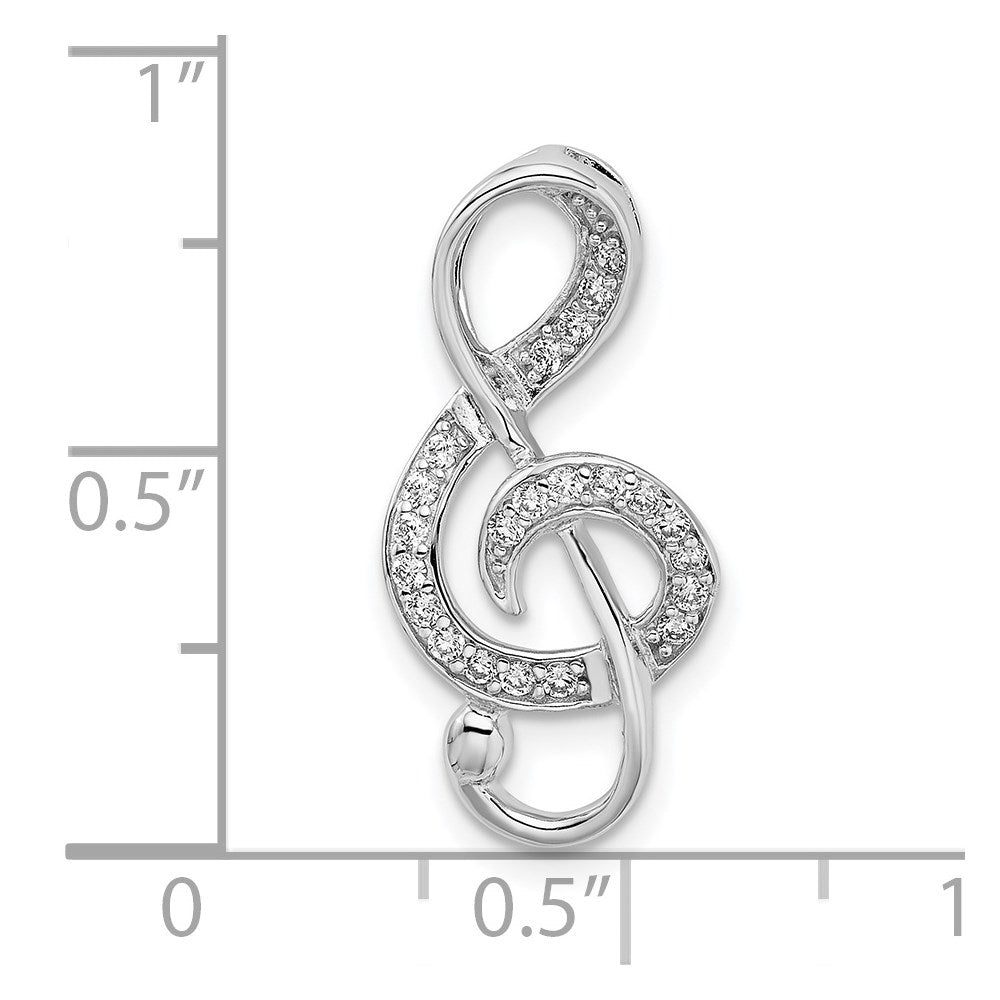 Sterlingsilber Rhodiniert Zirkonia Noten Schlüssel Anhänger