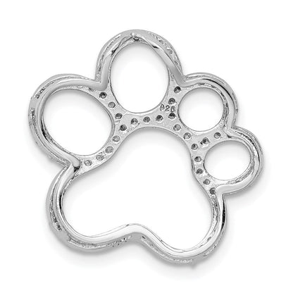 Sterlingsilber Rhodiniert Zirkonia Paw Druck Anhänger