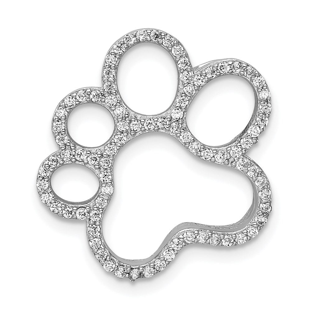 Sterlingsilber Rhodiniert Zirkonia Paw Druck Anhänger