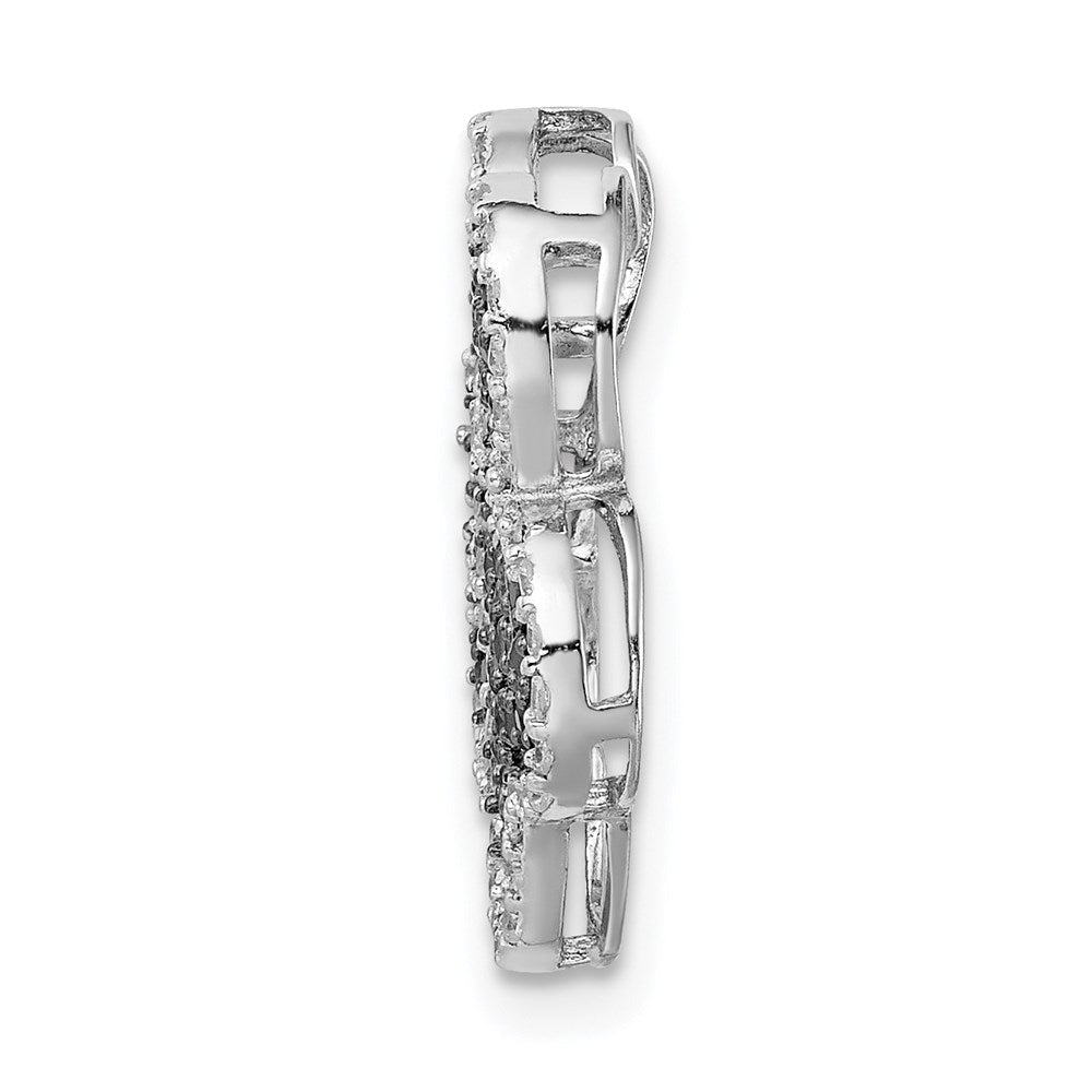 Sterlingsilber Rhodiniert Schwarz/white Zirkonia Paw Druck Anhänger