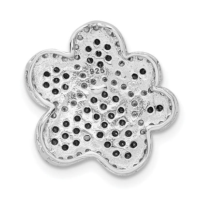 Sterlingsilber Rhodiniert Schwarz/white Zirkonia Paw Druck Anhänger