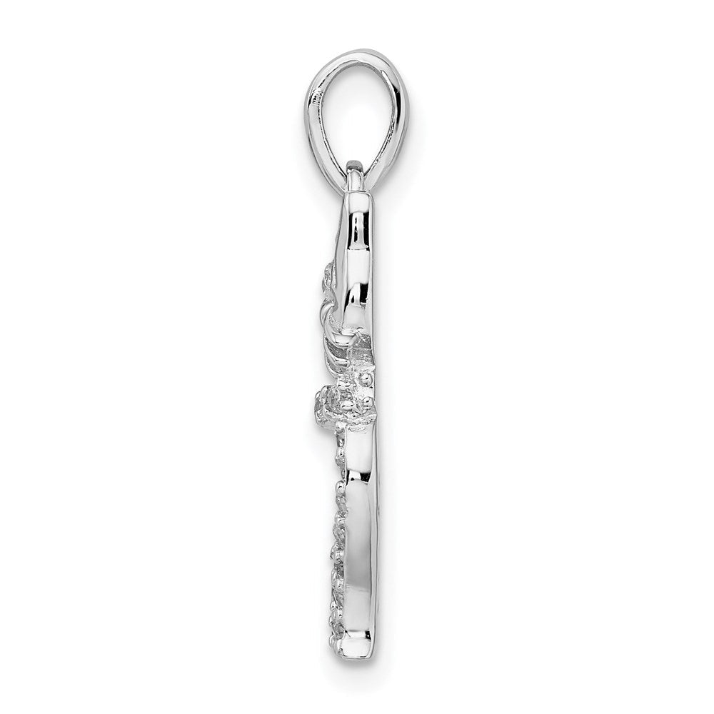 Sterlingsilber Rhodiniert Zirkonia Katze Anhänger