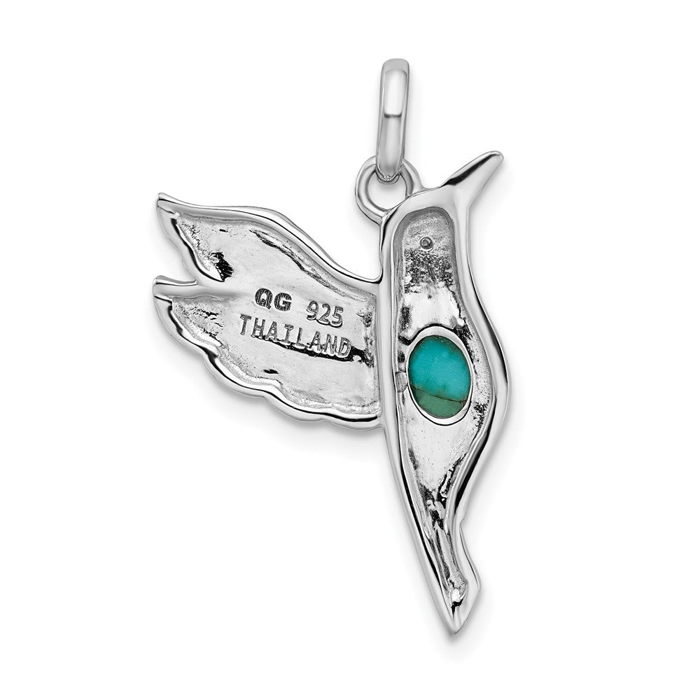 Sterlingsilber Rhodium/oxidized Recon. Turq/cz Hummingbird Anhänger