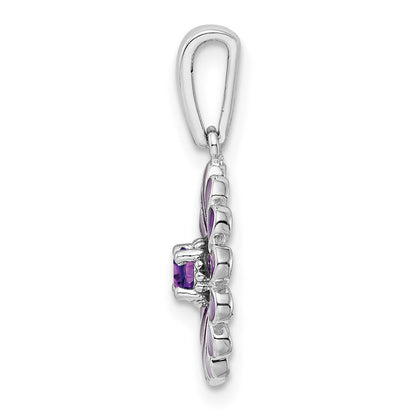 Sterlingsilber Rhodiniert Amethyst und Emaille Anhänger