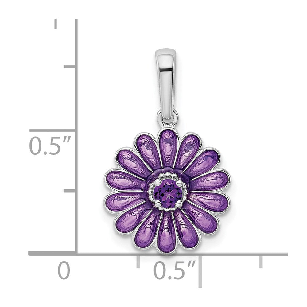 Sterlingsilber Rhodiniert Amethyst und Emaille Anhänger